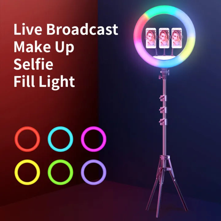 MJ33 RGB LED Ring Light 13-inch with Tripod Stand & Phone Holder