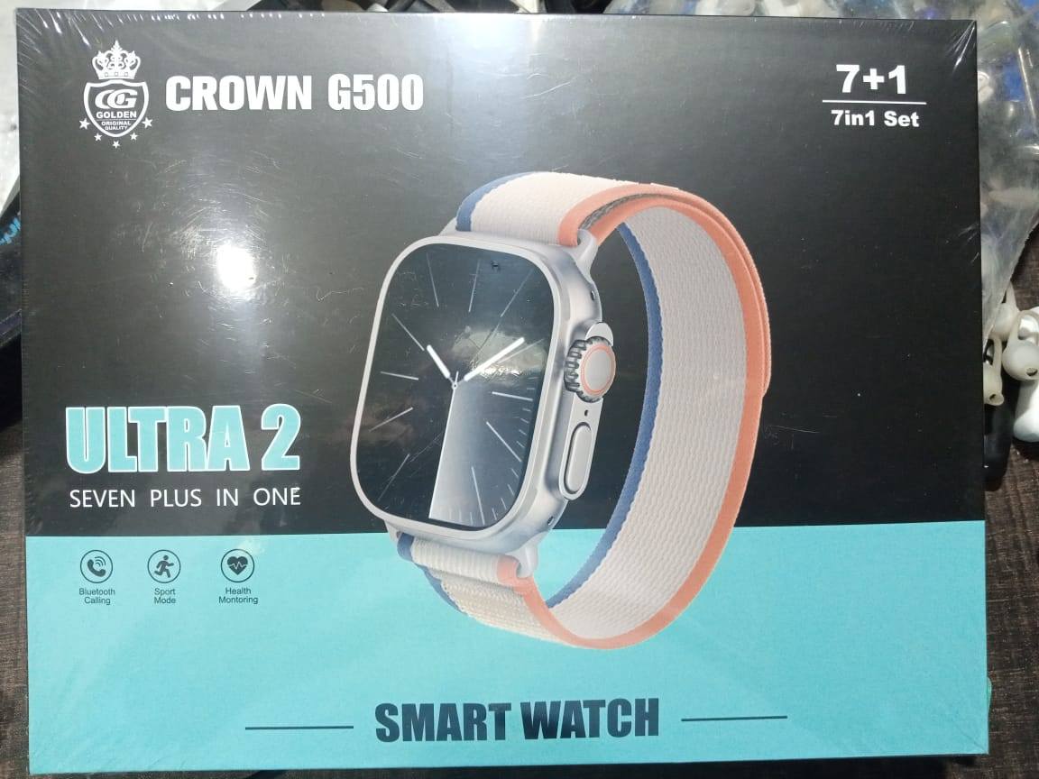 Crown G500 Ultra 2 Smart Watch – 7in1 Straps | Bluetooth Calling | Health Monitor