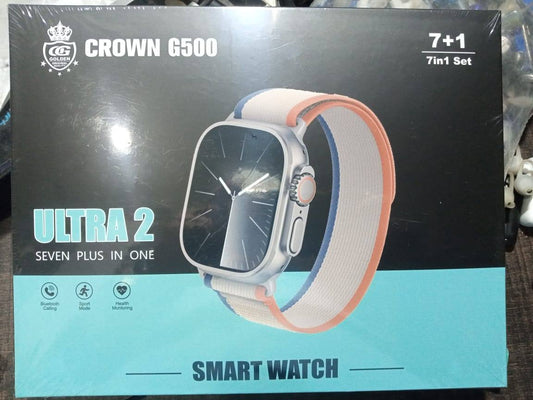 Crown G500 Ultra 2 Smart Watch – 7in1 Straps | Bluetooth Calling | Health Monitor