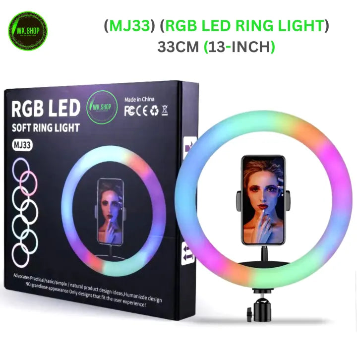 MJ33 RGB LED Ring Light 13-inch with Tripod Stand & Phone Holder