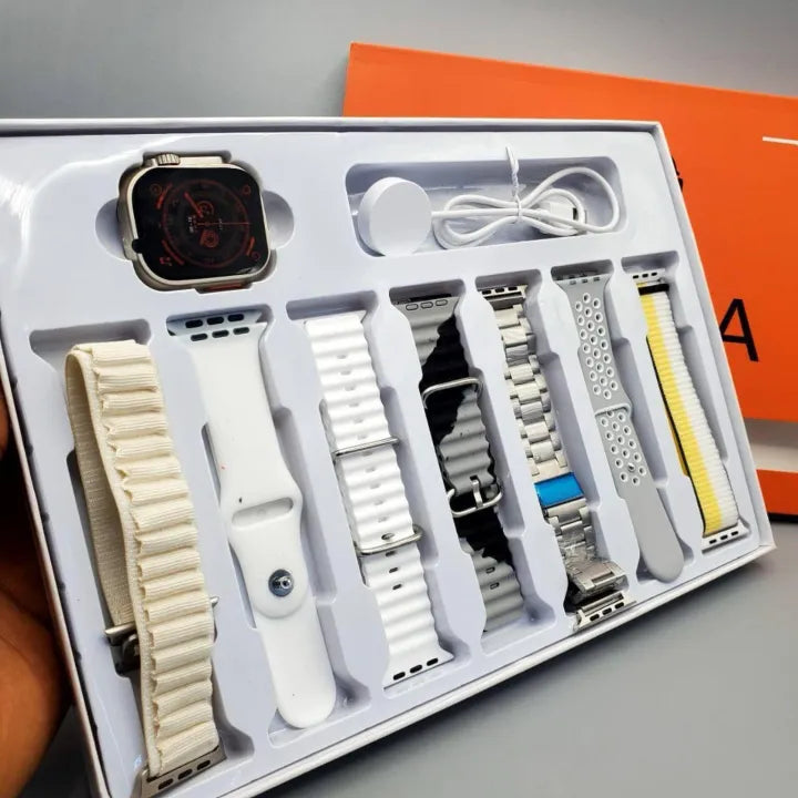 i20 Ultra Max Suit Smartwatch – 10 in 1 Set with Earbuds, 7 Straps & Case