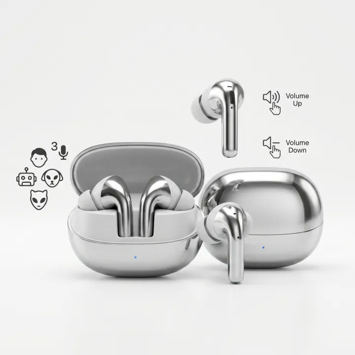Buds Pro 4 Wireless Earbuds – 3 Voice Changer | Volume Control | 48H Battery