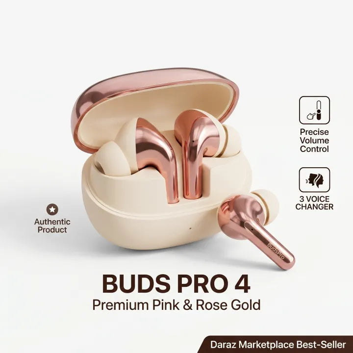 Buds Pro 4 Wireless Earbuds – 3 Voice Changer | Volume Control | 48H Battery