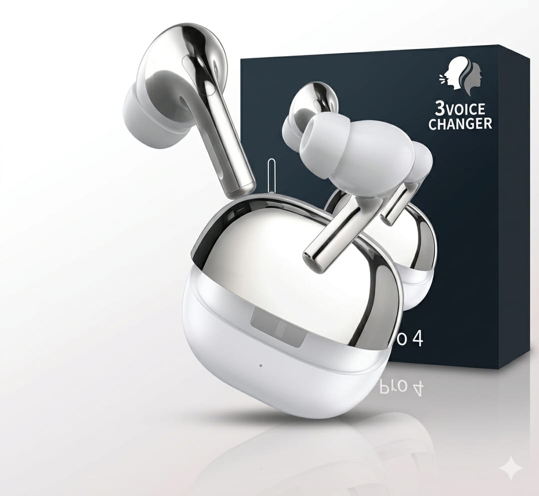 Buds Pro 4 Wireless Earbuds – 3 Voice Changer | Volume Control | 48H Battery
