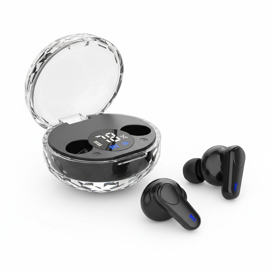 Air39 ENC Wireless Earbuds – Crystal Case | LED Display | Bluetooth 5.3