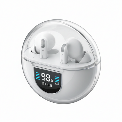 Air39 ENC Wireless Earbuds – Crystal Case | LED Display | Bluetooth 5.3