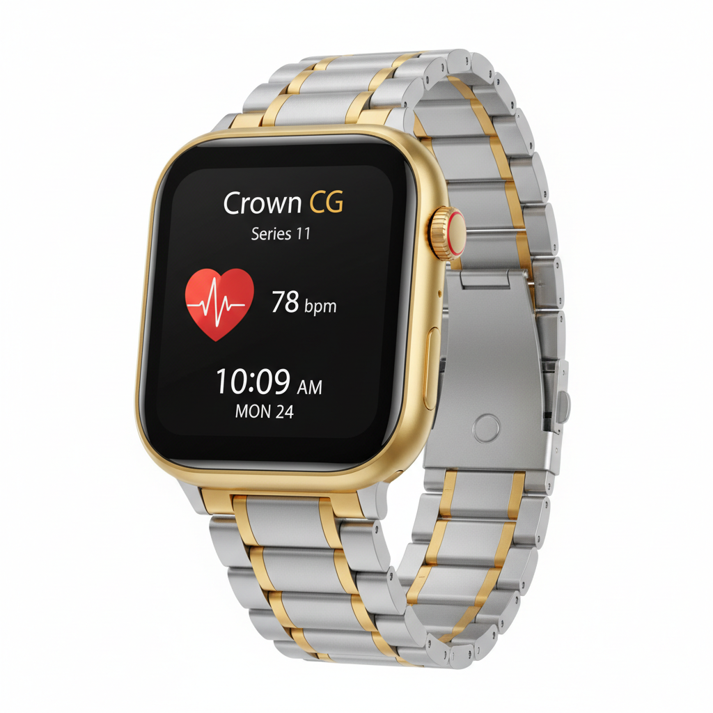 Crown H50 Series 11 Smart Watch – 240H Battery | Metal Strap | Heart Rate Monitor